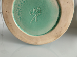 Vase en faïence craquelé vert année 50 signé CAB  TTBE+++++SUP