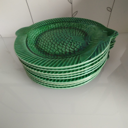 Lot de 9 assiettes poisson Barbotine SARREGUEMINES  TTBE++++SUP thumbnail